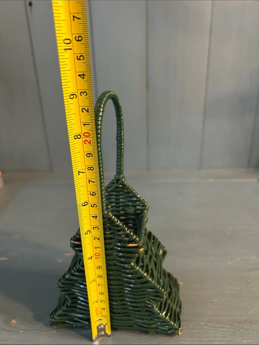 Dark Green Woven Wicker Tree Basket - Christmas Decor